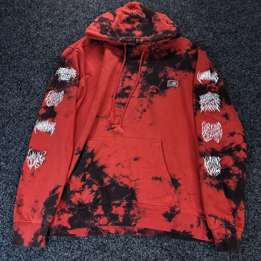 Lurking Class Sketchy Tank Branch Logo Hoodie Mens M Red Black Tie Dye Goth
